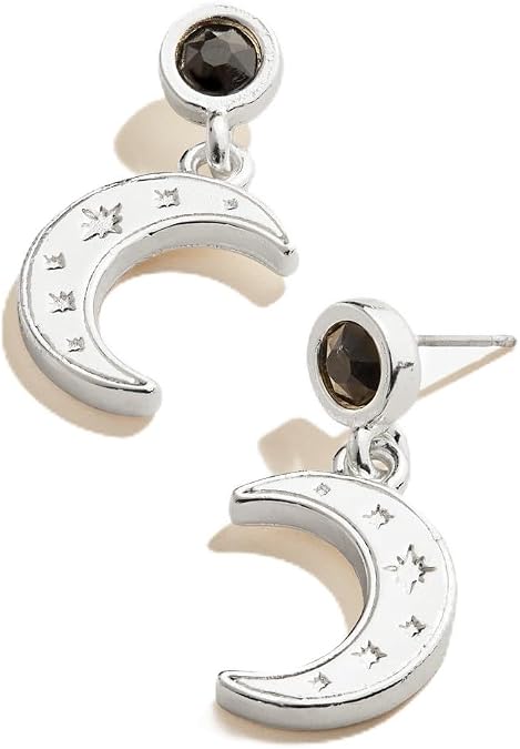 Alex and Ani V19EMNS04SS:Moon Statement Earrings:Shiny Silver:Clear