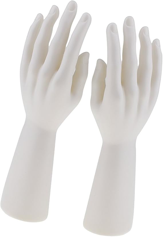 Jewelry Holder Decorative Hand 1 Pair Display Mannequin Hand for Rings Bracelets Watches Display Stand 12x2.8 inch- White