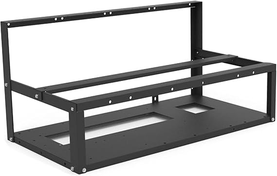 Mining Rig Frame, Steel Open Air Miner Mining Frame Rig Case Up to 6 GPU for Crypto Currency Bit Mining Accessories Tools, Frame Only, Fans and GPU is not Included
