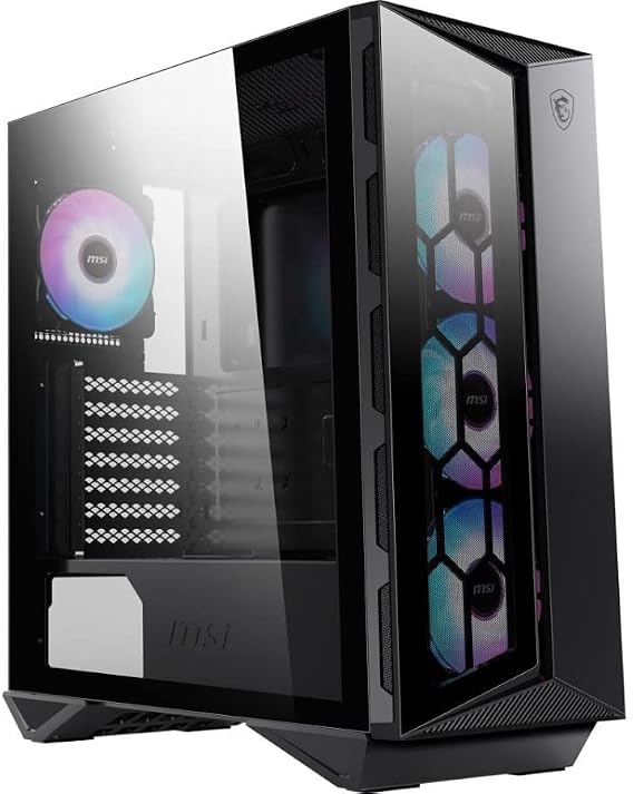 MSI MPG GUNGNIR 110R - Premium Mid Tower Gaming PC Case - Tempered Glass Side Panels - 4 ARGB 120mm Fans - Supports Liquid Cooling up to 360mm Radiators - Two-Tone Design