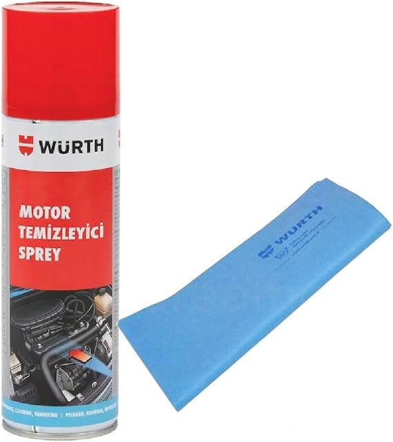 Würth Motor Temizleyici Sprey 500 ml + Güderi Bez Mavi 130 gr