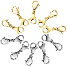 10 Pack Double Lobster Clasp Necklace Clasp Classic Double End Design Necklace Clasps and Closures, Necklace Extender Double Claw Connector Suitable for Jewelry Chain