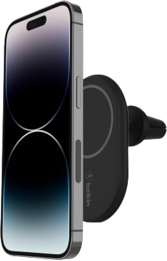 Belkin BoostCharge Wireless Charging Magnetic Car Phone Mounting Holder, compatible with MagSafe Enabled devices (Cable Included)
