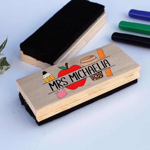 Custom White Board Eraser Personalized Gifts with Your Design & Printed Name Appreciation Gift for Teacher Classroom Accessory (Multicolor)