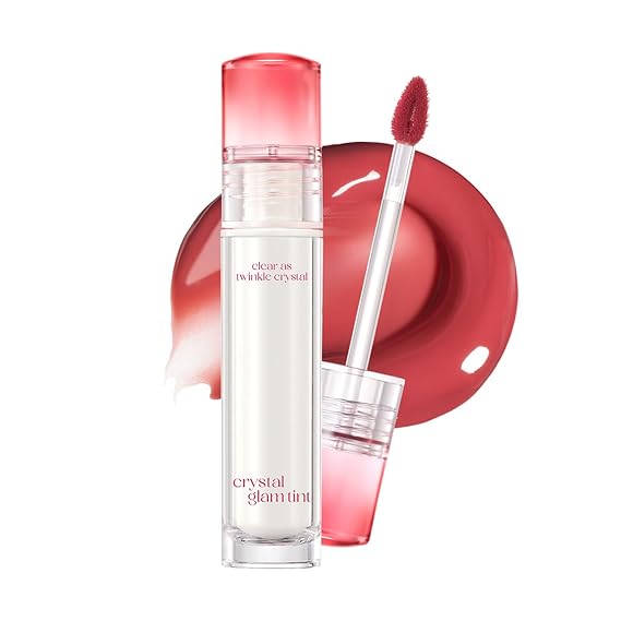 CLIO Crystal Glam Tint, Glossy Lip Tint with Glass-Like Shine, Lightweight Buildable Lip Stain, Long-Lasting Pigmented Color, Non-Sticky, Korean Lip Tint, Safe for Sensitive Lips (001 VINTAGE APPLE)