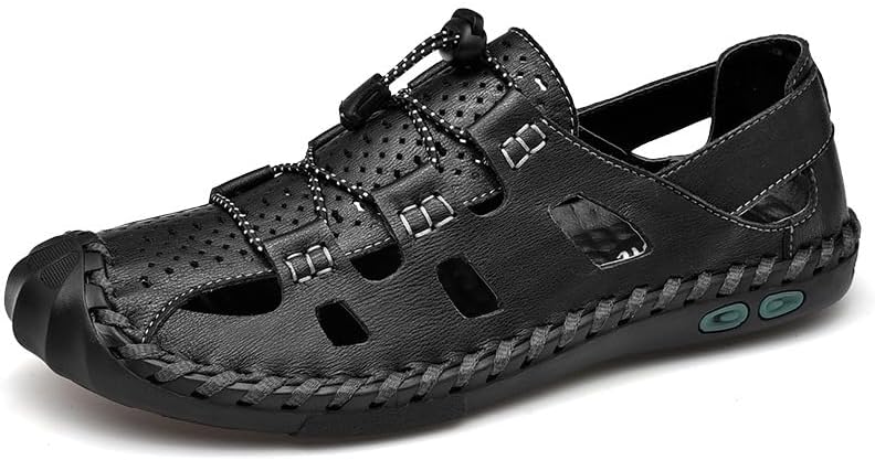 Men's Sandals Slippers Closed Toe Summer Shoes Leather Breathable Outdoor Casual Shoe Beach Sport Hiking Work for Men Big Size