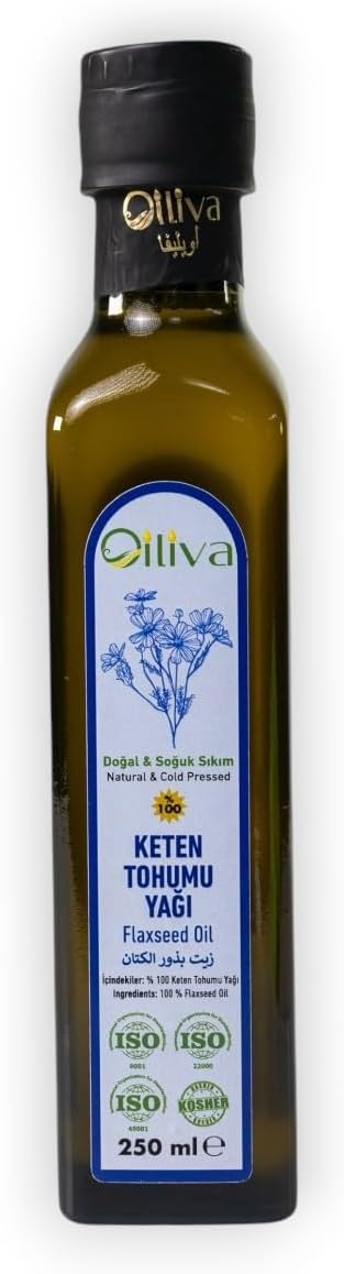 Oiliva Soğuk Sıkım Keten Tohumu Yağı 250ml –%100 Doğal, Katkısız, Omega-3 Zengini, Cam Şişede Saf Yağ