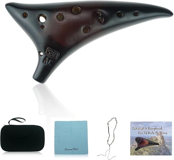 OcarinaWind "Dragon Rythem" 12 Hole Alto C Smoked Straw Fire Ceramic Ocarina,Tenor C Ocarina,Music Instrument Gift Idea