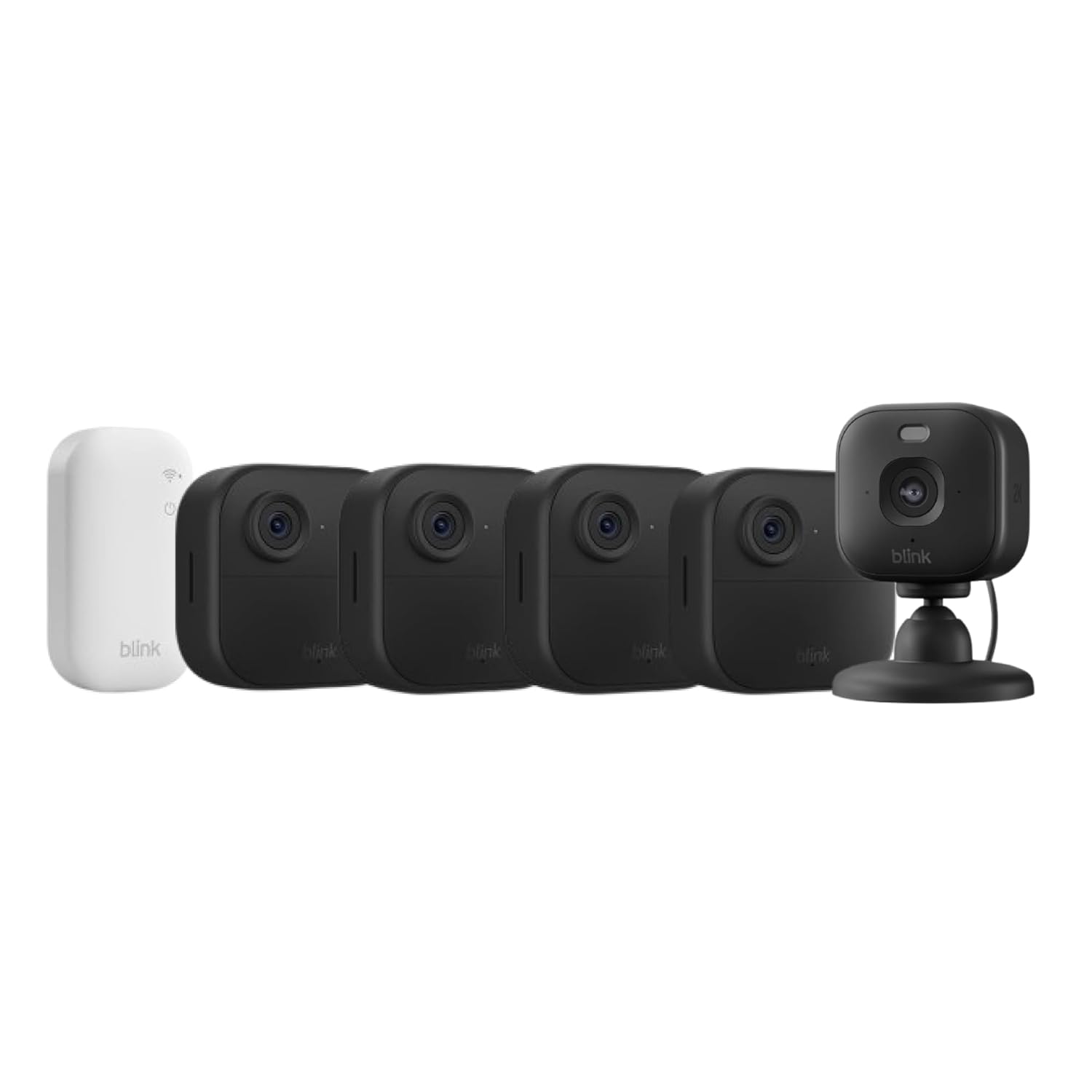 Blink Outdoor 4 Cameras + Blink Mini 2K+ Indoor Camera (Black), Sync Module Core included