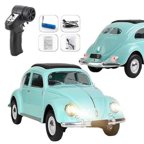 116 Scale Simulation Beetle RC Car, 2.4GHz 4CH Retro Racing Sport Car with High Speed & LED Light, Mini Drift Cars Toy Gift for Adult
