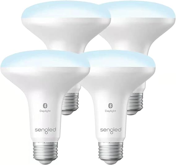 Sengled Alexa Light Bulb, BR30, S1 Auto Pairing with Alexa Devices, Smart Flood Light Bulb that Work with Alexa, Daylight 5000K, E26, Led Lights, 65W Equivalent Recessed, No Hub Required, 4-Pack