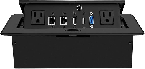Table Pop up Power Date Center Connection Box for Conference, Black