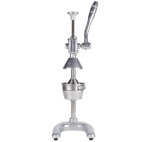 Nemco 55850 Manual Crank Type Heavy Duty Easy Citrus Juicer with Fasteners and Removable Strainer Cone and Easy-to-Grip Handle for Restaurant and Cafe | 7.5"W 8.87"D 19.25"H, Stainless Steel, NSF