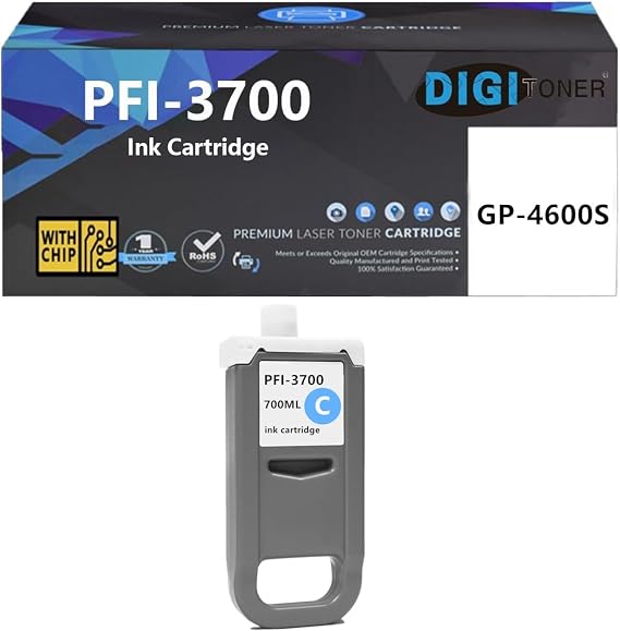 PFI-3700 Ink Cartridge Replacement for Canon PFI-3700 Ink Cartridge for use in Canon ImagePROGRAF GP-4600S Printers, 700ML (1-Pack, Cyan)