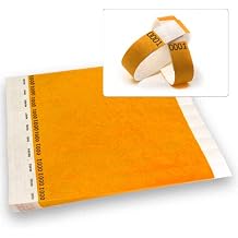 WristCo Neon Orange Duplicate # Tyvek Wristbands for Events - 500 ct (250 of Each #) - Waterproof Recyclable Comfortable Tear Resistant Paper Bracelets Wrist Bands for Festivals Admission Party