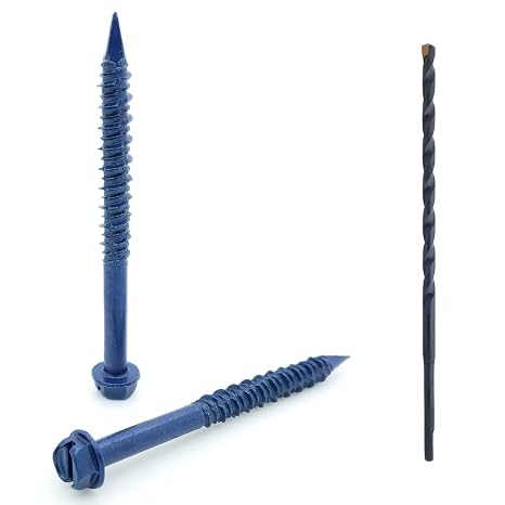 BCP Fasteners 1/4" x 2-3/4" Hex Head Concrete Screw Anchor with Drill Bit for Anchoring to Masonry, Block or Brick (100 per Box) (BCP501)