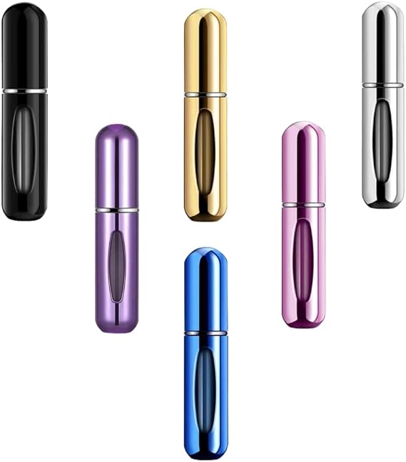 Perfume Travel Refillable | Portable Fragrance Sprayer with Leak-Proof Design | Refillable Perfume Spray & Pump Case | 6-Pack Bundle (5ml Each) | Ideal for Travel & Gifts