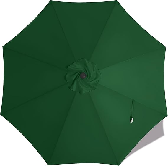MASTERCANOPY 9 ft Replacement Canopy for 8 Ribs - Forest Green | Umbrella Cover, Vented Top, Fits 8-Rib/9 Ft Patio Umbrella Canopy Only (No Pole/Ribs)