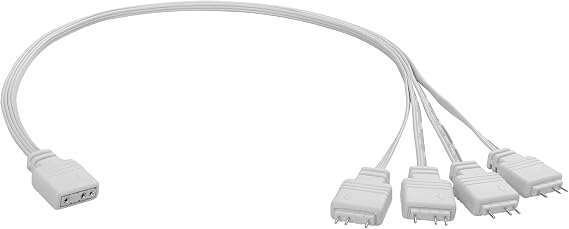 ARGB Splitter Cable,5V 1 Female to 4 Male 3 Pin Addressable RGB ARGB Extension Cable for Computer Chassis, CPU Cooler and 5V ARGB Fan (White, 1 to 4 (1pcs))