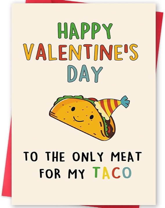 BENNLOOS Lovely Taco Valentines Day Card Gifts for Him Husband Boyfriend