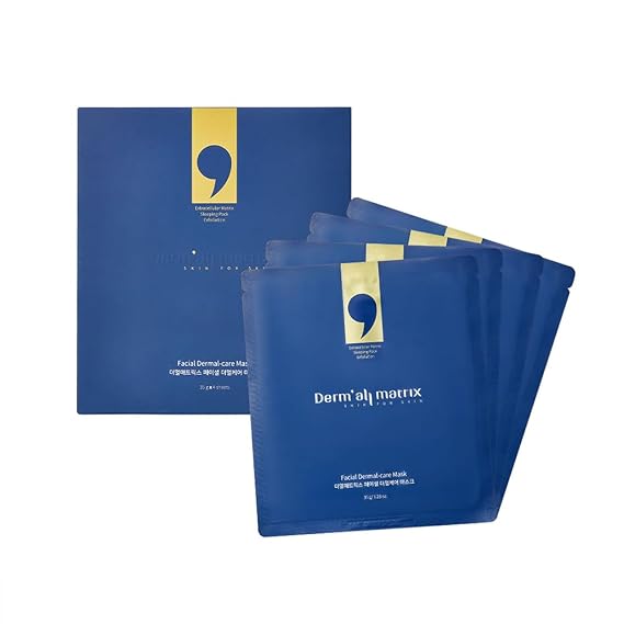 DERMALL MATRIX Daily Facial Dermal-care (35g/sheet) Overnight mask pack,Lifting and Hydrating,Soothing, Exfoliating,Skin Nourishing,Collagen sheet mask for wrinkles and dry skin. (4sheets/1week)