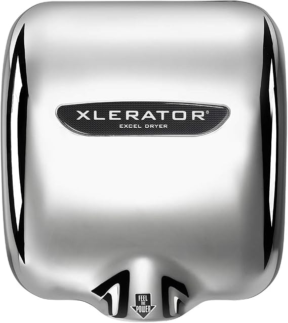 XLERATOR Excel Dryer XL-CVX 1.1N High Speed Commercial Hand Dryer, Chrome Cover, Automatic Sensor, Surface Mounted, Noise Reduction Nozzle, LEED Credits 6.2 Amps 208/277V