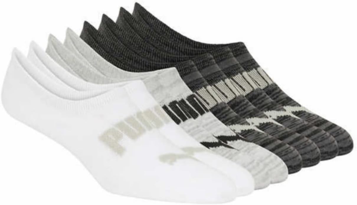 Puma Women's No Show Sneaker 8 Pack Socks, Blk/Wht/Grey, One Size