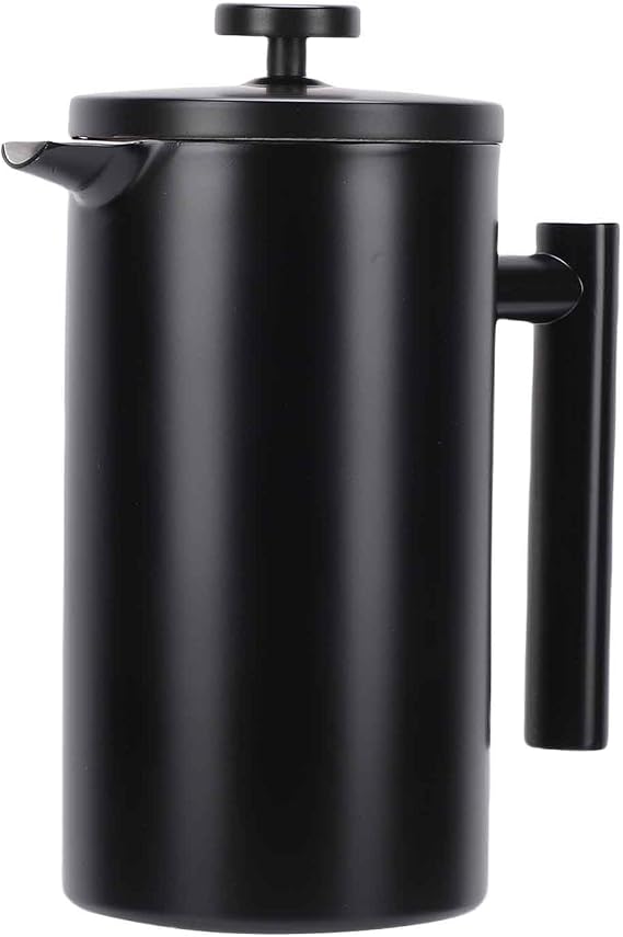 350ml French Press Coffee Maker, 304 Stainless Steel Double Wall Insulated Coffee Maker Pot, Triple Filtration System for Optimal Brew, Ideal for Home, Office, Camping (Black, 12 oz)