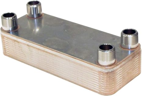 B3-32A 20 Plate Stainless Steel Heat Exchanger with 1" Male NPT Ports Copper Brazed