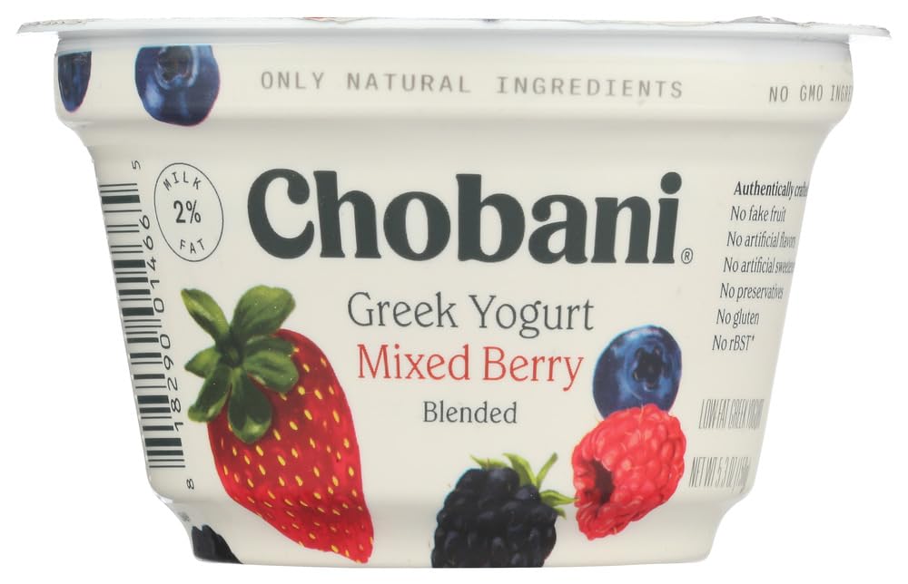 Chobani, Nonfat Greek Yogurt, 5.3 oz Mix Berry 2%