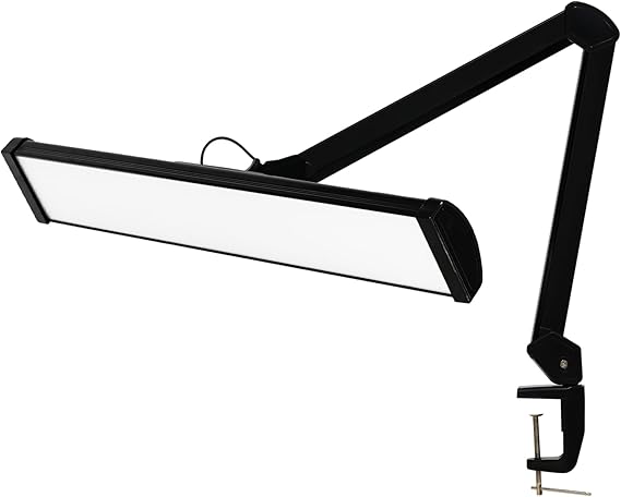 LED Architect Desk Lamp, 2300 Lumens, Dimmable, Metal Swing Arm, 5 Color Temperatures, 30W, Ideal for Task Work, Drafting, Reading, Clamp-on Office Table Lamp with 360 Bright LEDs (Black, CCT)