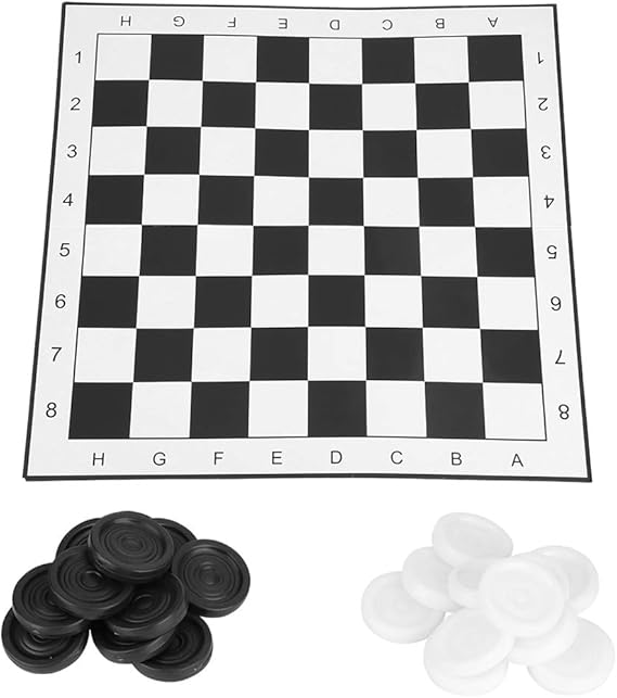 Portable Checkers and White Portable Plastic International Checkers Folding Board Chess Set for Party and Family Activities