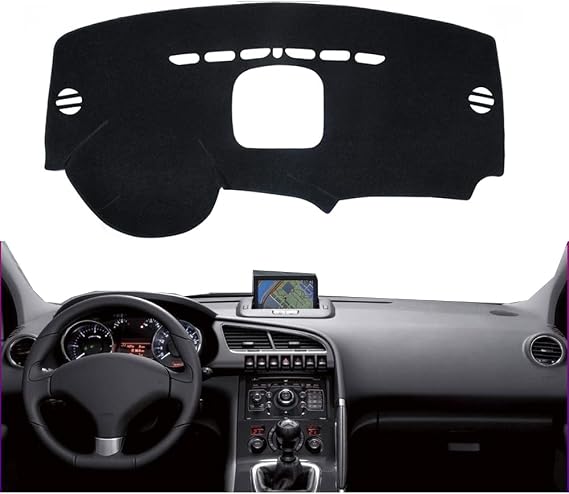 Car Dashboard Cover for Left Hand Drive Peugeot 3008 mk1 2008-2016 3008GT Carpet Dashmat Sun Shade Pad Car Styling (Flannel All Black)