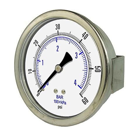 PIC Gauges 202D-204F Center Back Mount Dry Pressure Gauge w/ SS Case/Bezel, Brass Internals, PC Lens, 2" Dial, 0/160 psi Range, 1/4" Male NPT