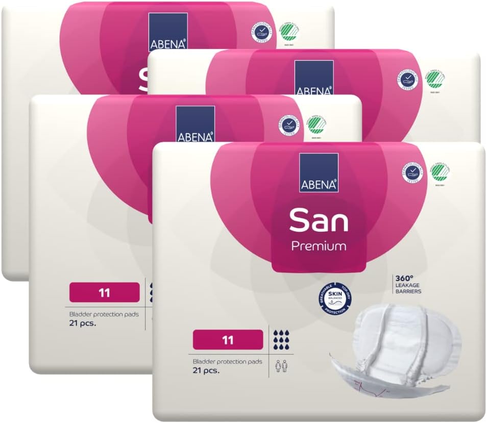 ABENA San Premium Size 11 Incontinence Pad, 3400ml Absorbency, Case of 4 Packs, White