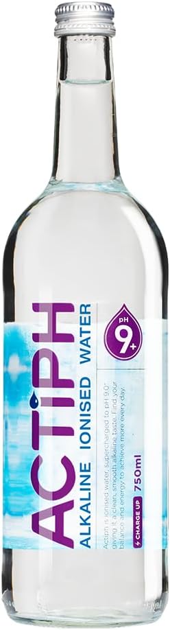 Alkaline Ionised Spring Water pH9+ (12x 750ml) Purified with Electrolytes Clean and Smooth Taste ACTIPH Water Glass Collection