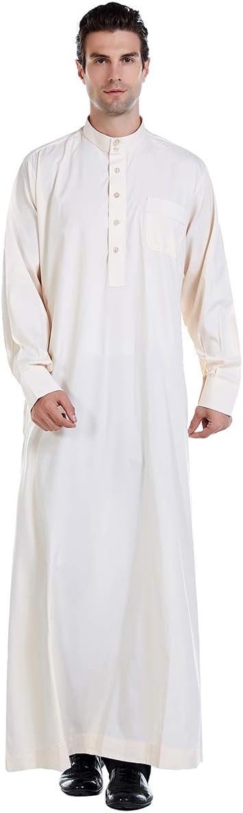 Islamic Mens Clothing Kaftan Maxi-Muslim Male Shirt Long Sleeve Abaya Dubai Cotton...
