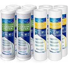4 Standard Coconut Shell Block Carbon & 4 Four Layers of Filtration Polypropylene Sediment 5 Micron 2.5"x 10" Water Filter Cartridges Universal replacement for Reverse Osmosis & Standard 10 Housing