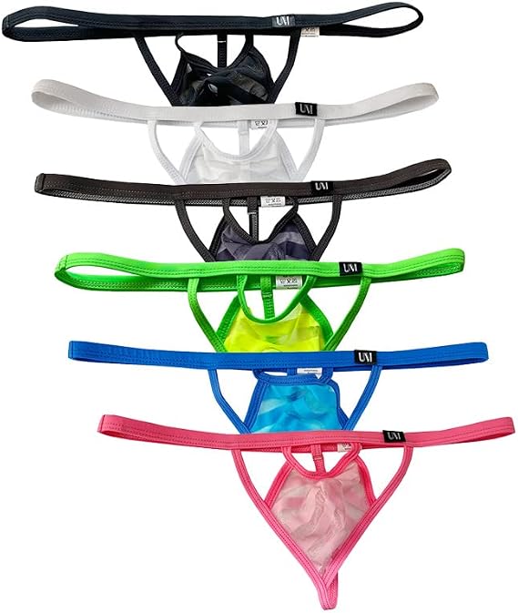 Men's Mesh See Through Thongs Underwear T-Back G-String Thong Briefs Underwear Panties