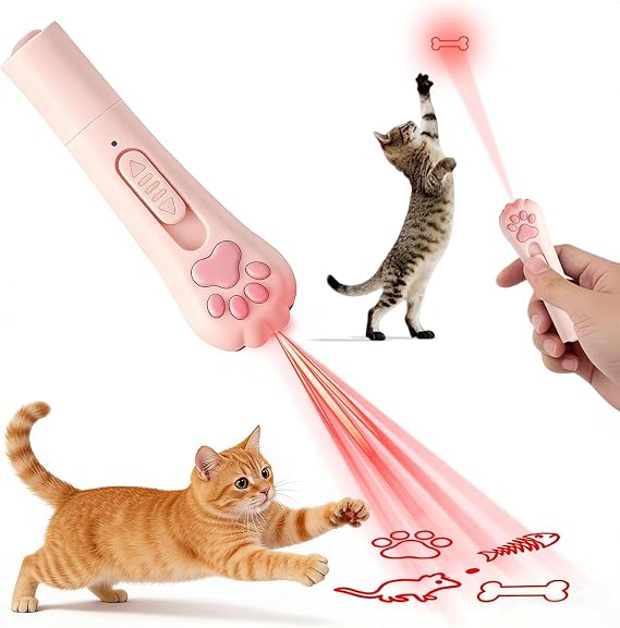 Rechargeable Interactive Cat Laser Toy, 3 Modes 5 Patterns