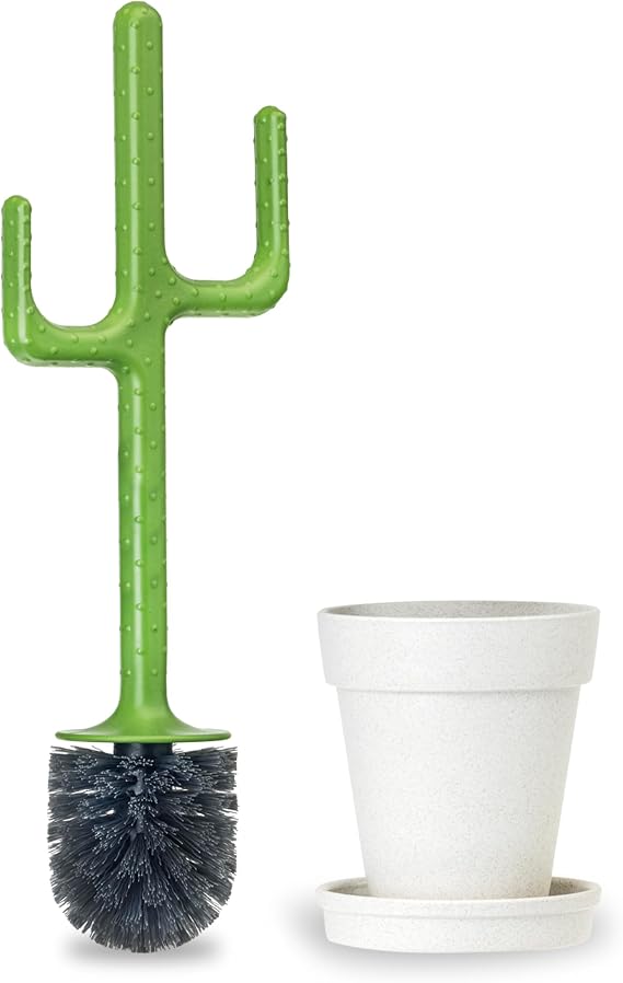 Vigar Cactus Toilet Brush and Holder Set, Decorative Bathroom Brush