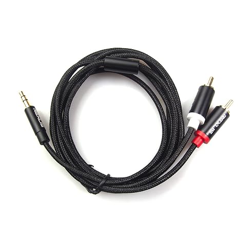REXUS RCA Audio Cable 6 feet (1.8 M), 3.5mm Male to 3-Male RCA Stereo Audio Adapter Aux Cable Gold Plated Copper Aluminum Protect Shell(RCA35H18)