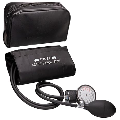 NOVAMEDIC Professional Black Large Adult Size Blood Pressure Machine, Aneroid Sphygmomanometer Medical Supplies, Manual Emergency BP Monitor for High Blood Pressure with Carrying Case