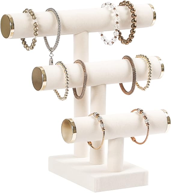 3 Tier Bracelet Holder,Bracelet Display Stand,Beige