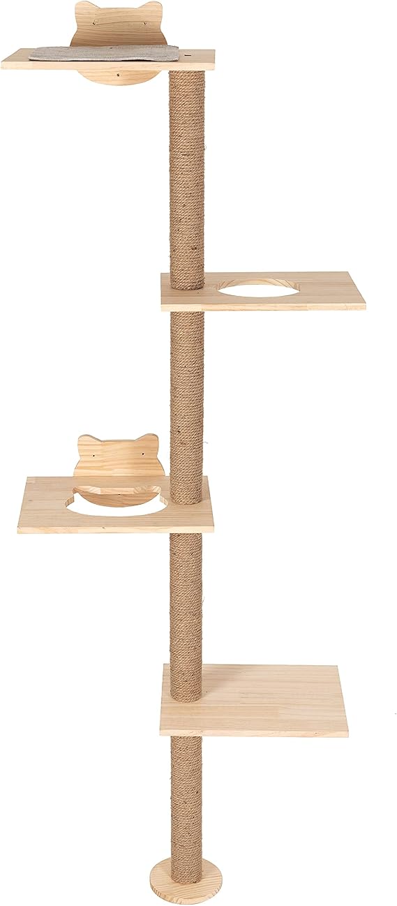 HAPYKITYS Cat Tree Climbing Post Tower for Indoor Cat Wall Mounted Tall Scratching Solid Wood Handmade Cat Climber