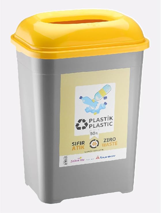Plastik Atık Kovası Geri Dönüşüm Kutusu Cafe Otel Çöp Kutusu Eczane Çöp Kovası 50 Lt