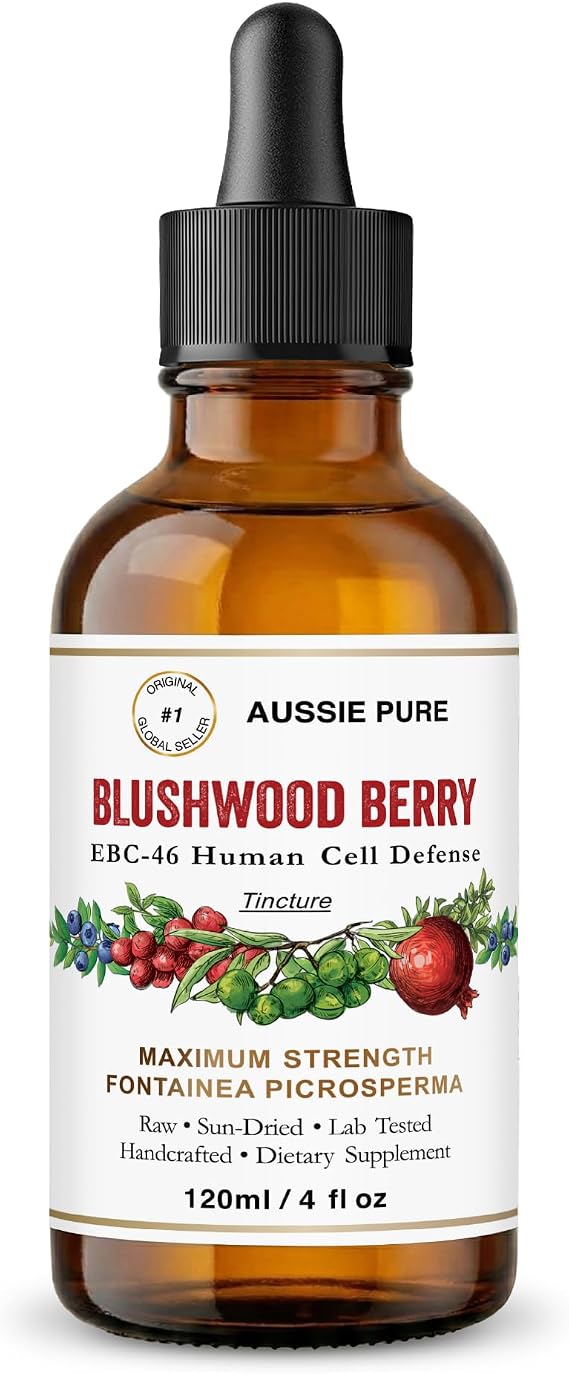 Blushwood Berry Extract EBC-46 Tincture, Alcohol-Free, 120mL | Blushwood Berry Extract, Fontainea Picrosperma, Immune & Cell Defense, Natural Antioxidant, Alcohol-Free, Vegan Glycerin
