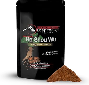 Lost Empire Herbs He Shou Wu 101 Extract Powder | Polygonum multiflorum or Fo-Ti Traditionally Prepared Roots for Jing 100 Grams