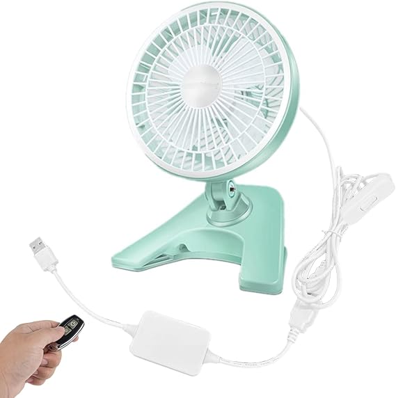 Kiven USB Clip On Portable Fan with Remote Control 2 Speed and Adjustable Tilt Fan Mini Car Seat Fans Small USB Desk Personal Fans for Stroller Accessories/Crib/Home Office