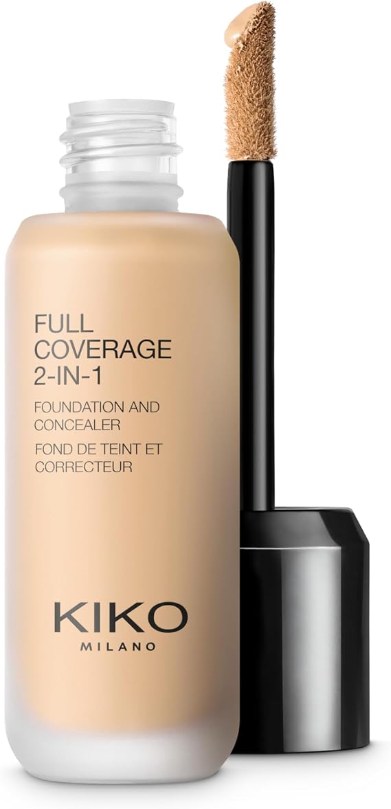 Kiko Milano Foundation & Concealer-Full Coverage 2-in-1 Foundation & Concealer-15 Warm Beige-Mat Satin Finish